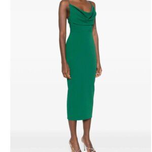 Alex Perry Draped Crepe Dress in Emerald Green in Size UK 6